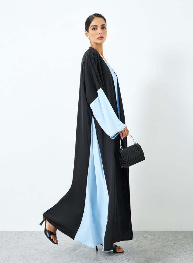 Take Two Women Color Block Contrast Long Sleeve Abaya - Image 3
